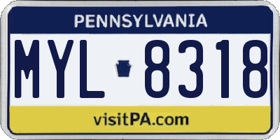 PA license plate MYL8318