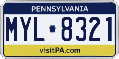 PA license plate MYL8321