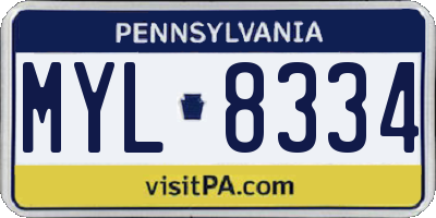 PA license plate MYL8334