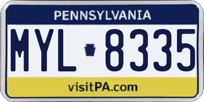 PA license plate MYL8335