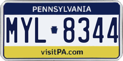 PA license plate MYL8344