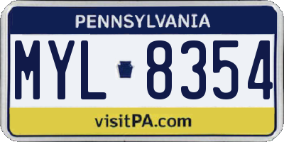 PA license plate MYL8354