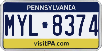 PA license plate MYL8374