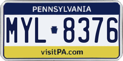 PA license plate MYL8376