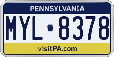PA license plate MYL8378