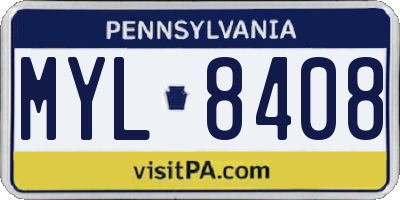 PA license plate MYL8408
