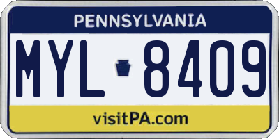 PA license plate MYL8409
