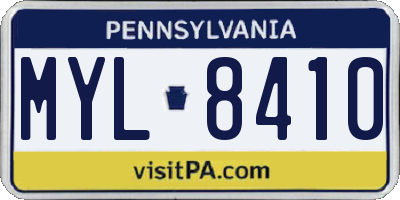 PA license plate MYL8410