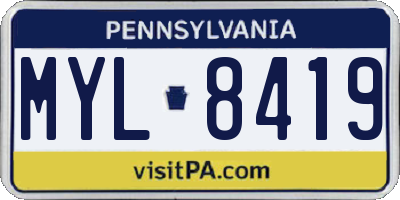 PA license plate MYL8419