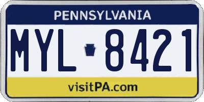 PA license plate MYL8421