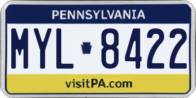 PA license plate MYL8422