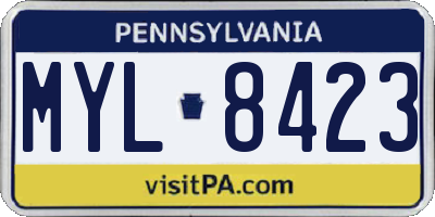 PA license plate MYL8423