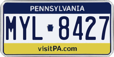 PA license plate MYL8427