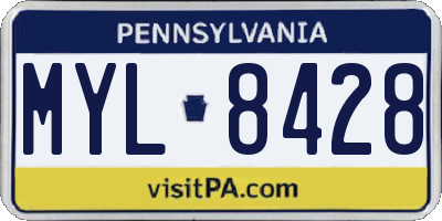 PA license plate MYL8428