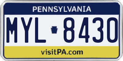 PA license plate MYL8430