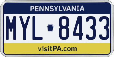 PA license plate MYL8433