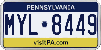 PA license plate MYL8449