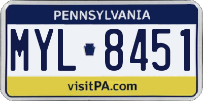 PA license plate MYL8451