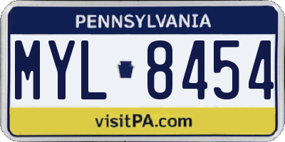 PA license plate MYL8454