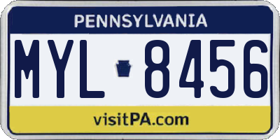 PA license plate MYL8456