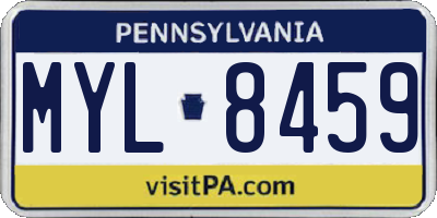 PA license plate MYL8459