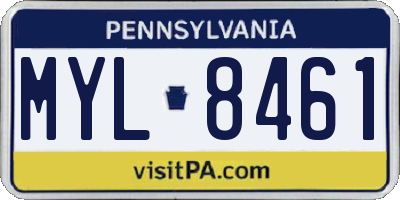PA license plate MYL8461