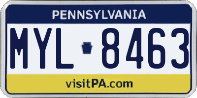 PA license plate MYL8463