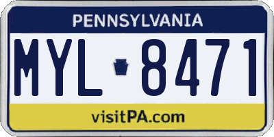 PA license plate MYL8471