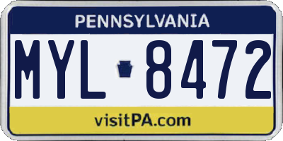 PA license plate MYL8472