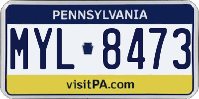 PA license plate MYL8473
