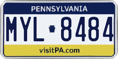 PA license plate MYL8484