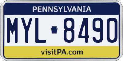 PA license plate MYL8490