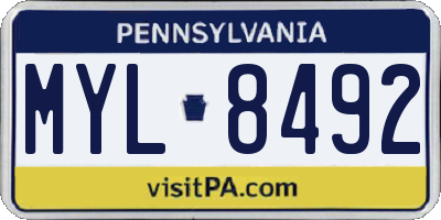 PA license plate MYL8492