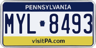 PA license plate MYL8493