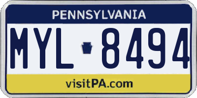 PA license plate MYL8494
