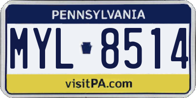 PA license plate MYL8514