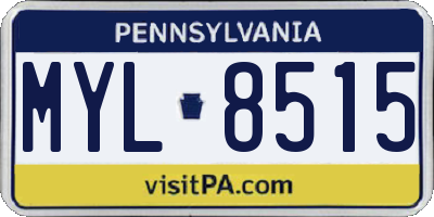 PA license plate MYL8515