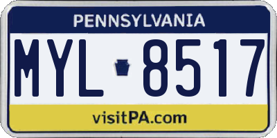 PA license plate MYL8517