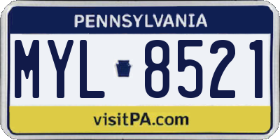 PA license plate MYL8521