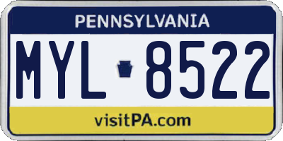 PA license plate MYL8522