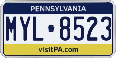 PA license plate MYL8523