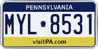 PA license plate MYL8531