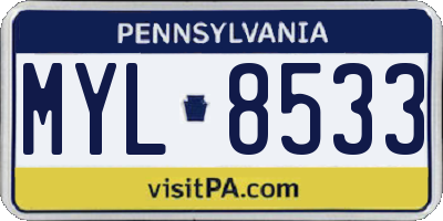 PA license plate MYL8533