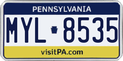 PA license plate MYL8535