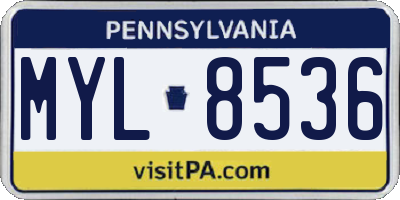 PA license plate MYL8536