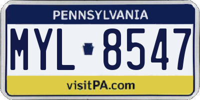 PA license plate MYL8547