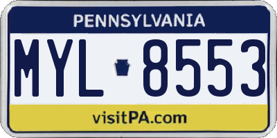 PA license plate MYL8553