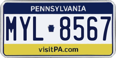 PA license plate MYL8567