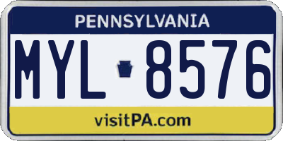 PA license plate MYL8576