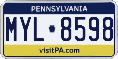 PA license plate MYL8598